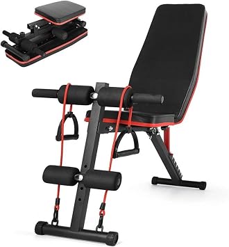 Adjustable Weight Bench Foldable Utility Bench for Home Gym, Heavy Duty Steel Strength Training Bench with 7 Backrest Positions, Incline Flat Decline Full Body Workout Bench 600lb Capacity