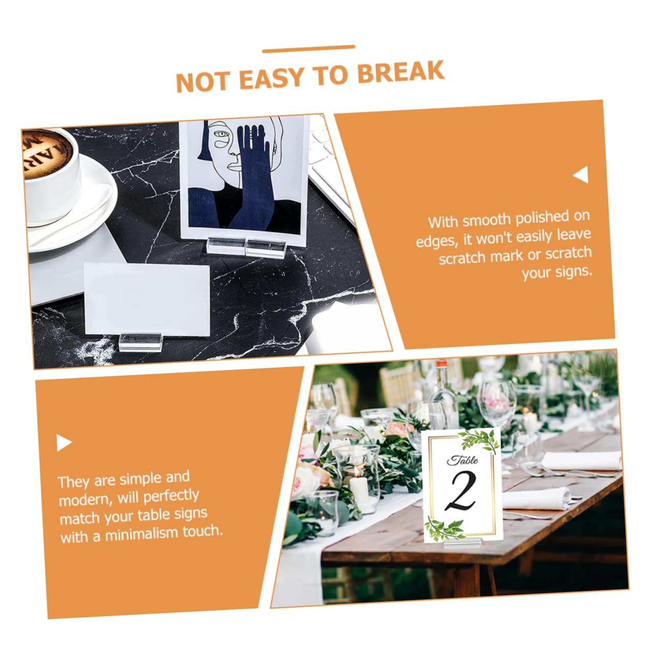 Gadpiparty 3 Ensembles Porte Nom Transparent Pour Tables Supports De Carte De Menu Et Photo Pour Événements Cafés Et Restaurants 12 Pièces * 3