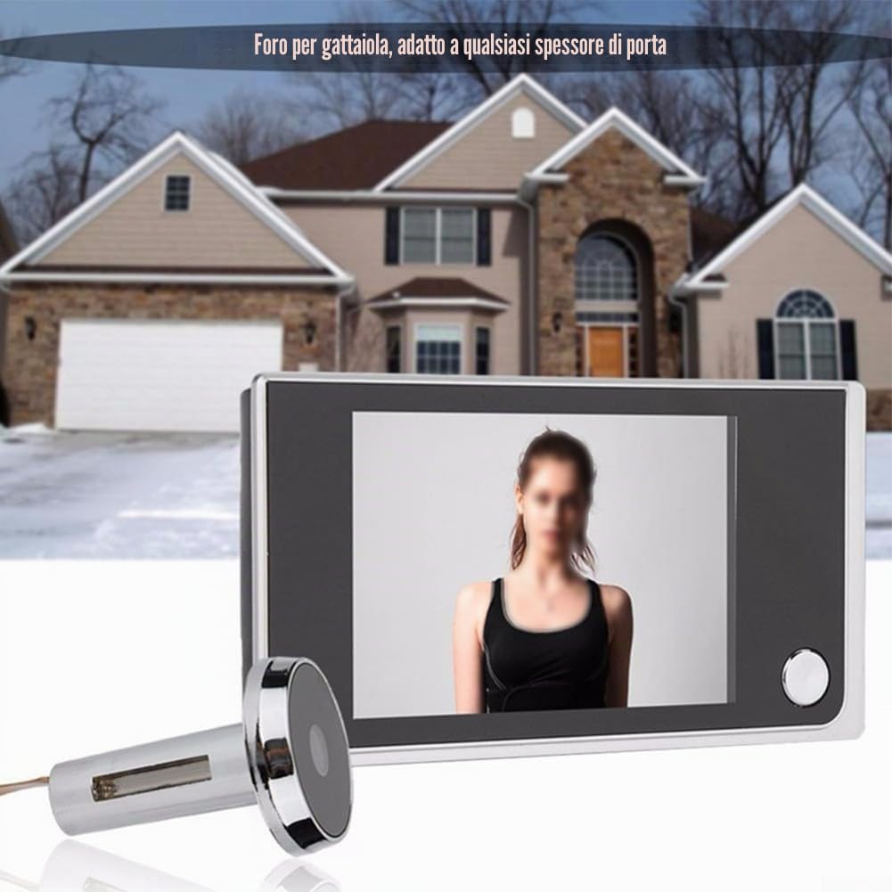 Telecamera Spioncino, Visualizzatore Digitale per Porta con Telecamera, con Schermo LCD da 3,5 Pollici, Telecamera di Sicurezza Wireless HD 720P per la Sicurezza Domestica