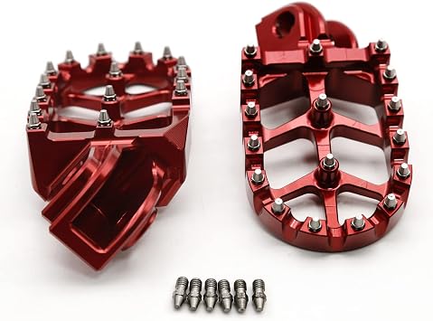 Dirt Bike Foot Pegs,Billet Wide Motorcycle Footpeg Compatible with 65 85 125 144 150 250 300 350 450 500 505 525 SX XC SXF E-XC E-XC-F XCW XCF-W TC TE CR WR FE FC TX FS 2005-2015 Red