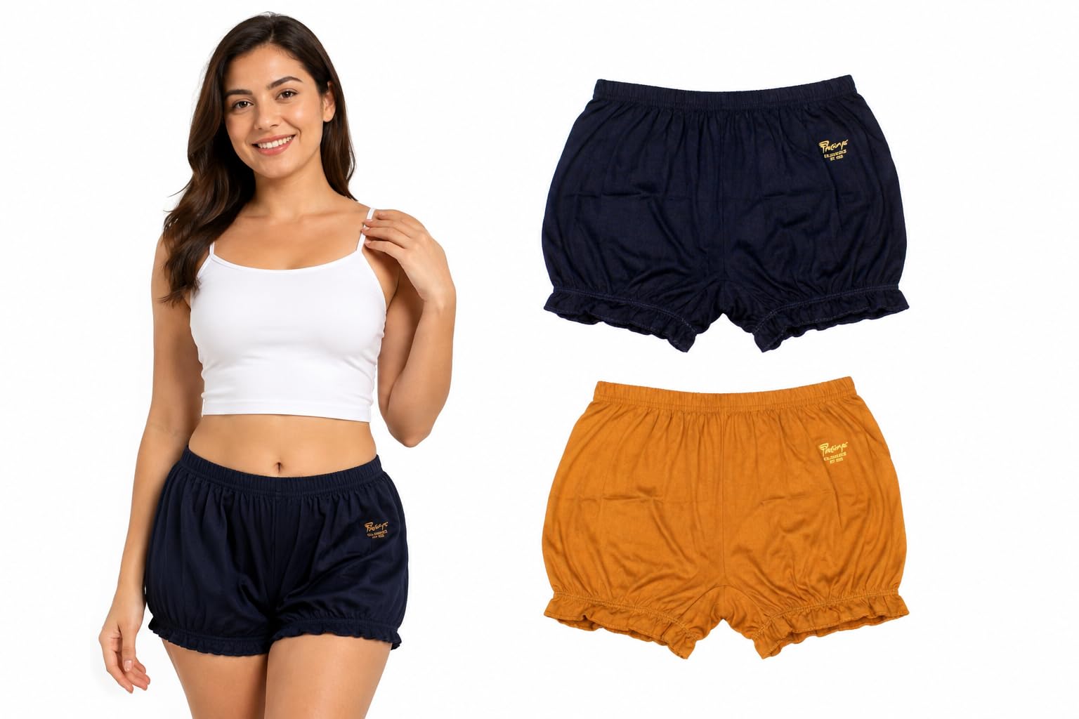 Women's Plain Cotton Bloomers Panty | Soft Boyshorts Brief | Comfortable Innerwear Underwear | Elastic Waist Underpants Undergarment for Women & Girls Pack of 2-image-24