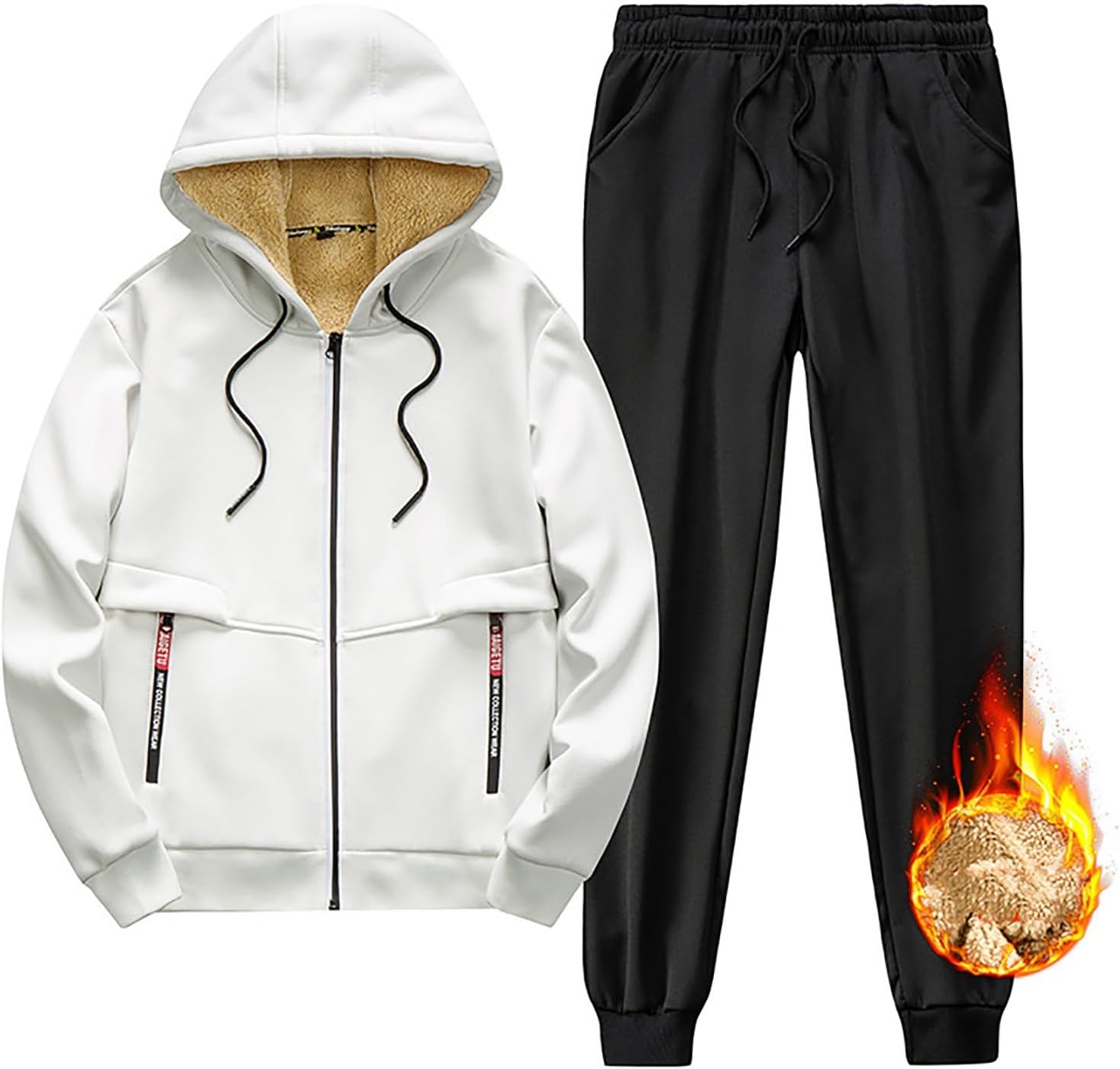 Joggers for Women Set Winter Thicken Fleece Lined Hoodies and Pants Outdoor Athletic Sets Ladies 2 Piece Sweatsuits