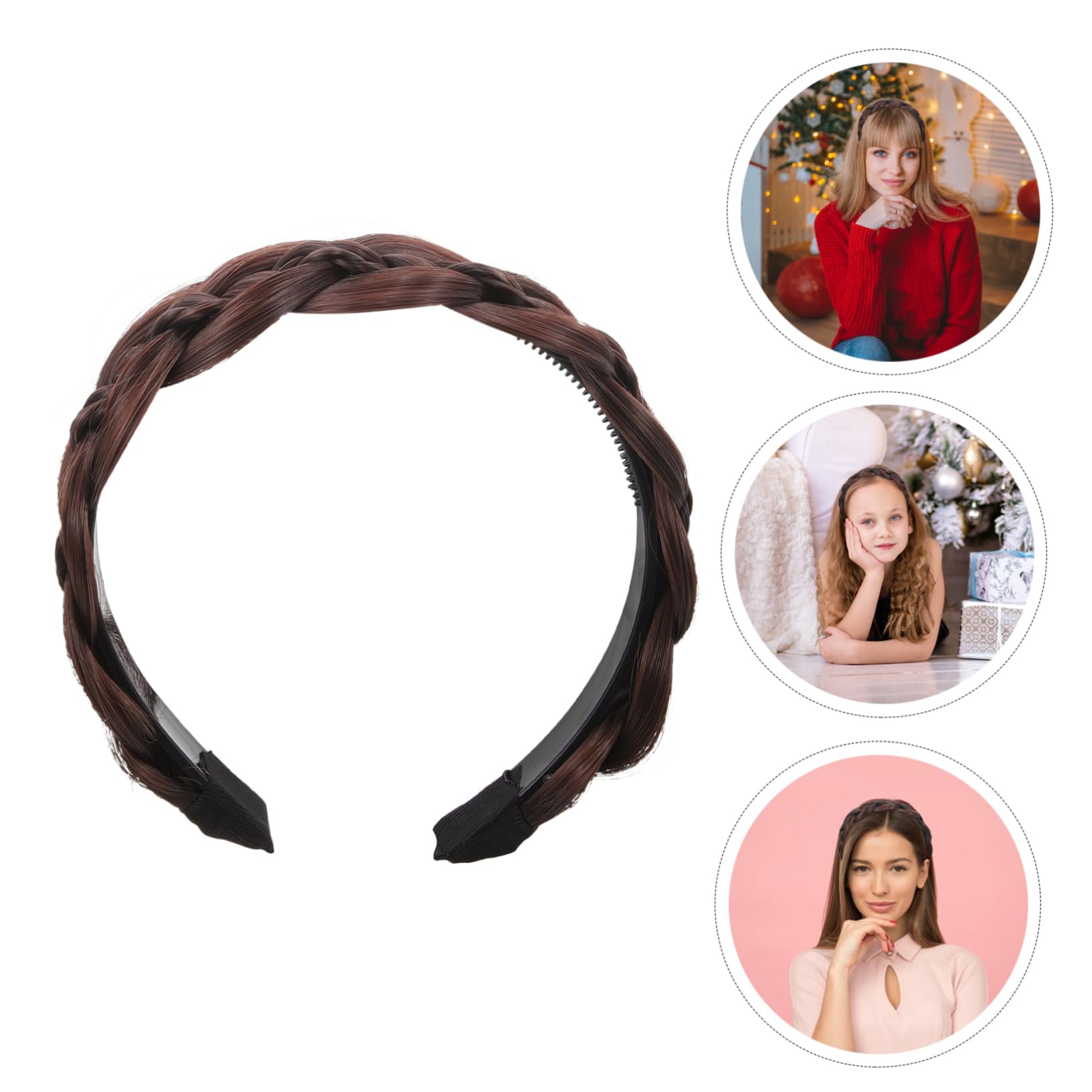 LIFKOME 4pezzi Cerchietto Intrecciato Antiscivolo Per Donne Fascia Sintetico Con Design Naturale Comoda e Leggera Per Tutti Tipi Di Acconciature Profondità