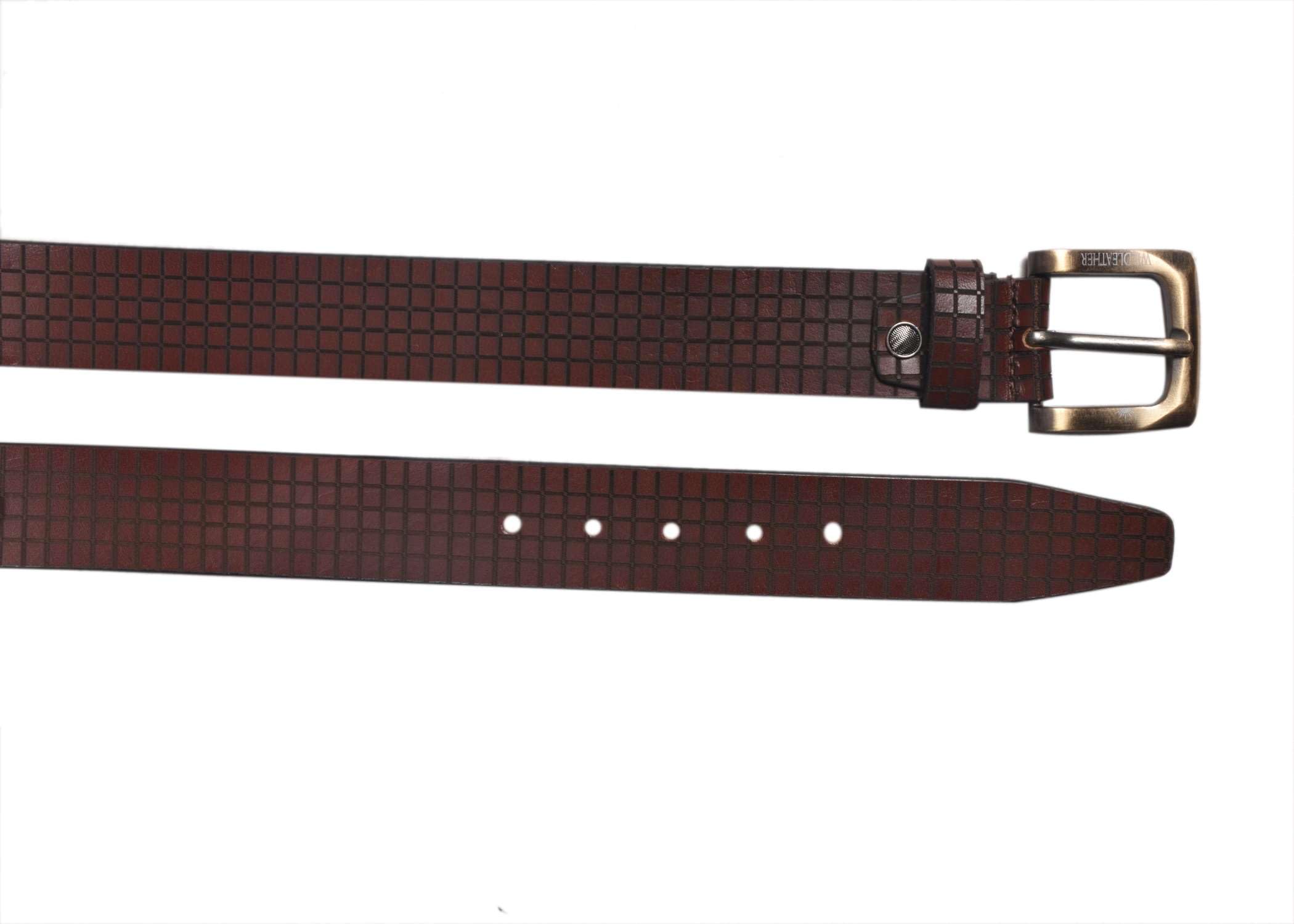 ALSHAD FOOTWEAR Men's Genuine Leather Pin Buckle Belt | Adjustable Waistband 28 to 44 Inches | Perfect for Formal and Casual Wear (Brown) 3