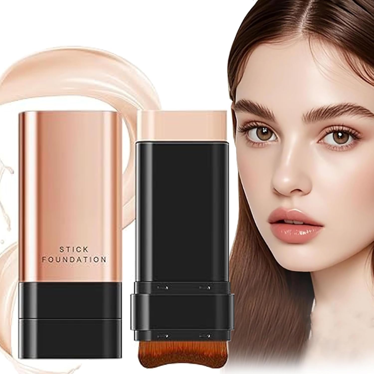 2 in 1 Korean Anti-Wrinkle Foudation Stick, Flawless Eraser Foundation stick with Brush, Double Head Face Make Up, Multi-Use Waterproof Traceless Long-Lasting Repair-picture-54