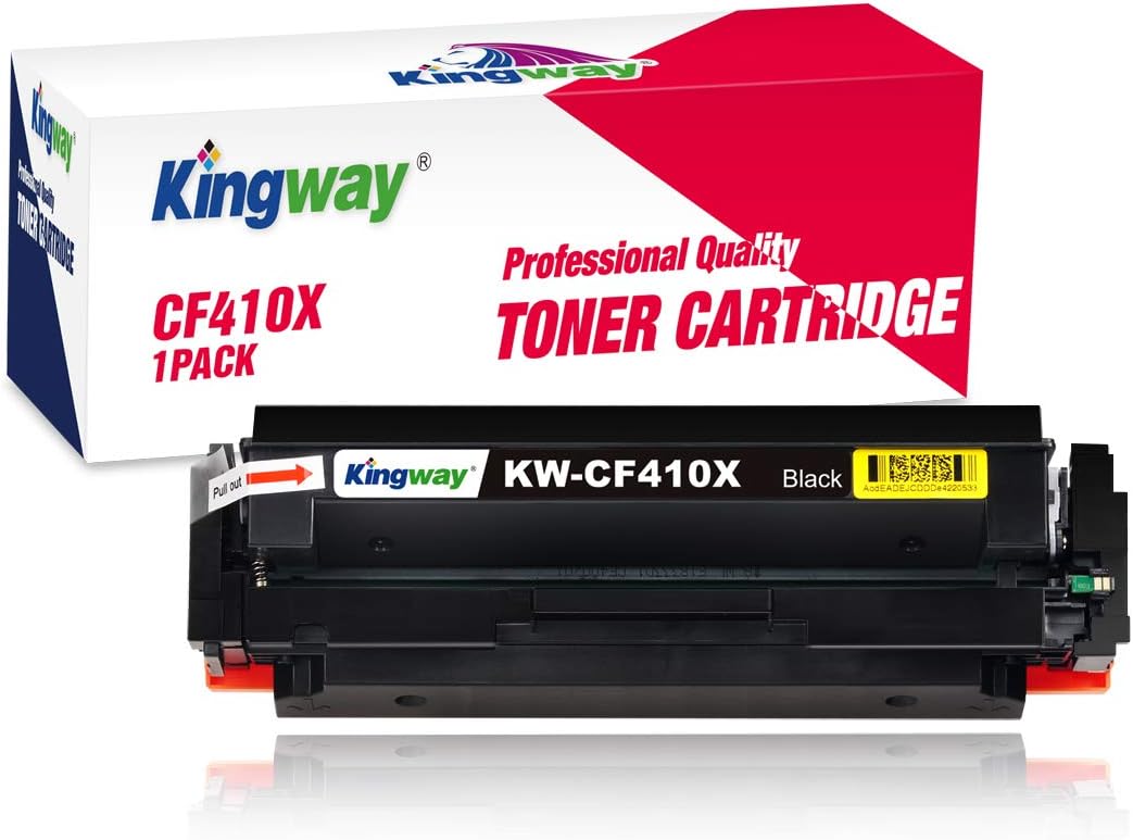 KINGWAY with Chip Compatible Toner Cartridge Replacement for 410A CF410A CF410X CF411X CF412X CF413X Work with Pro MFP M477fdw M477fnw M477fdn M452dw M452dn M452nw M377dw (1 Pack)