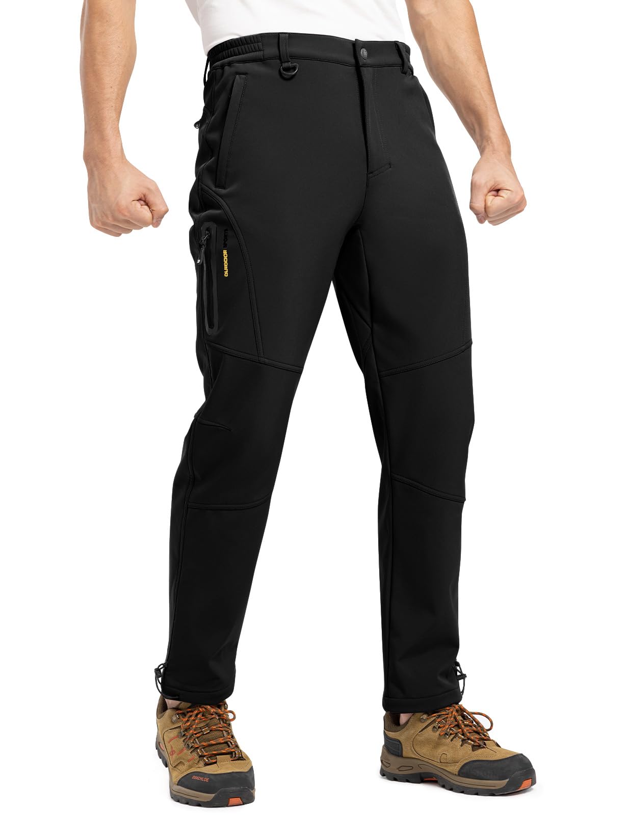 TBMPOYMen's Snow Pants Fleece Lined Hiking Winter Waterproof Softshell Ski Outdoor Insulated Climbing Pants Zipper Pockets