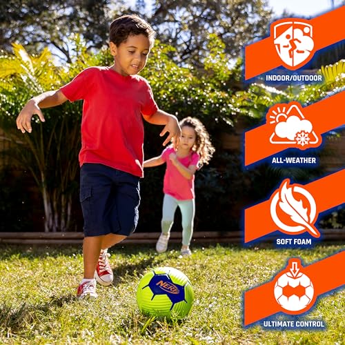 Image of NERF Kids Foam Mini Soccer Ball - Proshot Youth Soft Mini Foam Soccer Ball - 7 inch Inch NERF Indoor + Outdoor for Kids