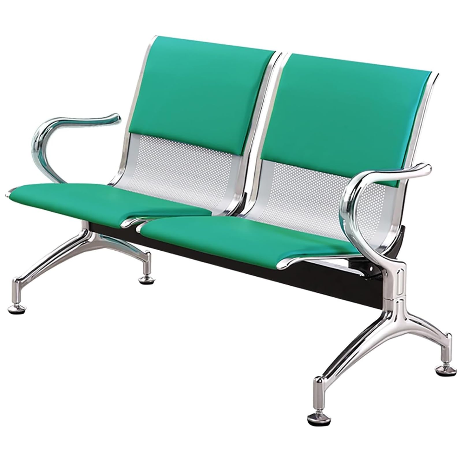 SnamicE Waiting Room Chairs,2-Seat Reception Chairs with PU Cushion, Lobby Waiting Chair with Arms & Backrest, 880 lbs Capacity, Ideal for Airport, Bank, School,Green