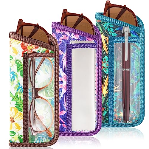 Image of TRIUMPH VISION Reading Glasses Pouch Eyeglass Sleeve Soft Case Slim 3 Pack | Alternative to Bulky Case Lightweight,Neoprene Lined Padded Protect Optical lens Slip in, Cute Pattern Portable for Daily Use
