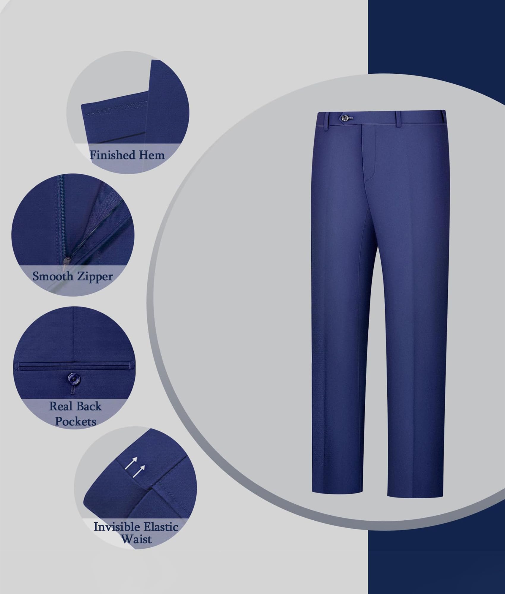 LUPURTY - Traje de 3 piezas para hombre, ajustado, traje para negocios, boda, fiesta, 2 botones, blazer de esmoquin, chaqueta, chaleco y pantalones