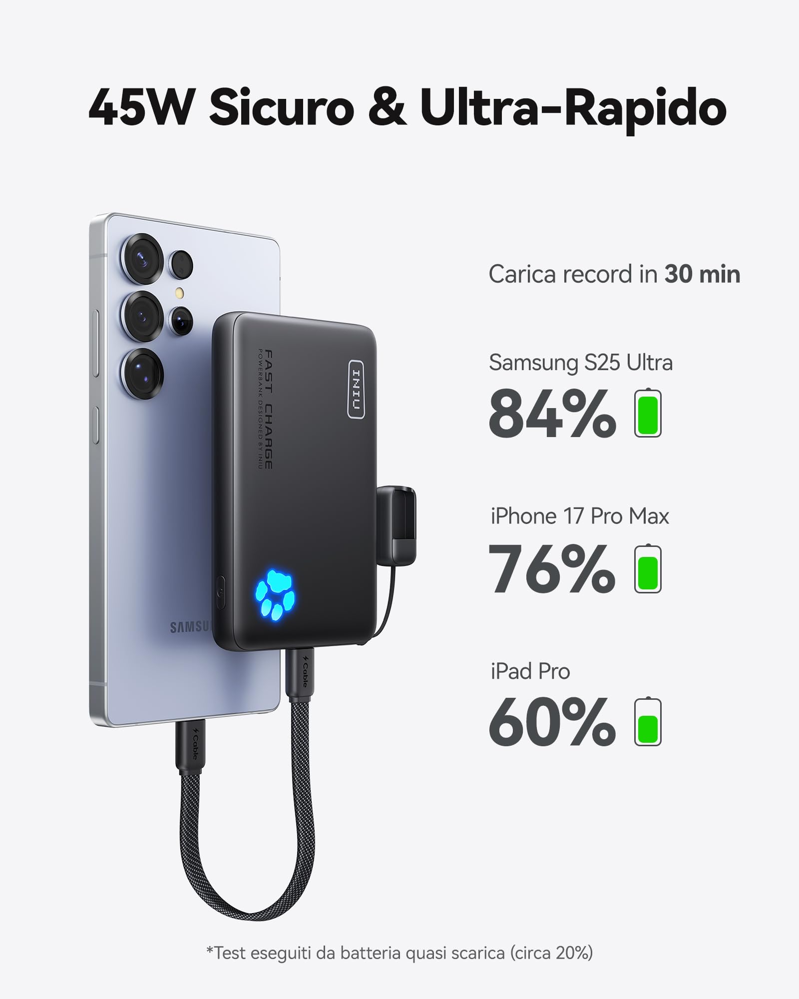 INIU Power Bank, Piccolo 45W Ricarica Rapida 10000mAh Caricatore Portatile — immagine 15 di 16