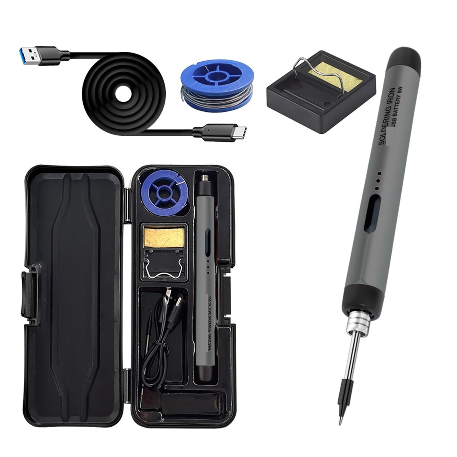 Juego De Soldador Eléctrico USB Multifuncional, Herramienta Soldadura Hierro Con Temperatura Ajustable, Inteligente, 300-450 ℃/260-420 ℃ Calentamiento Preciso(Digital display-01)