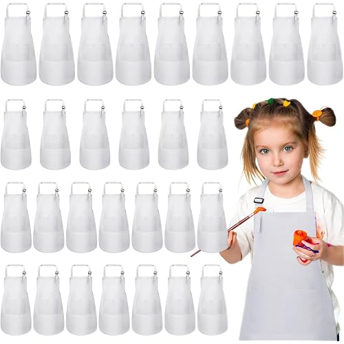 Handepo 30 Pcs Kid Aprons Adjustable Painting