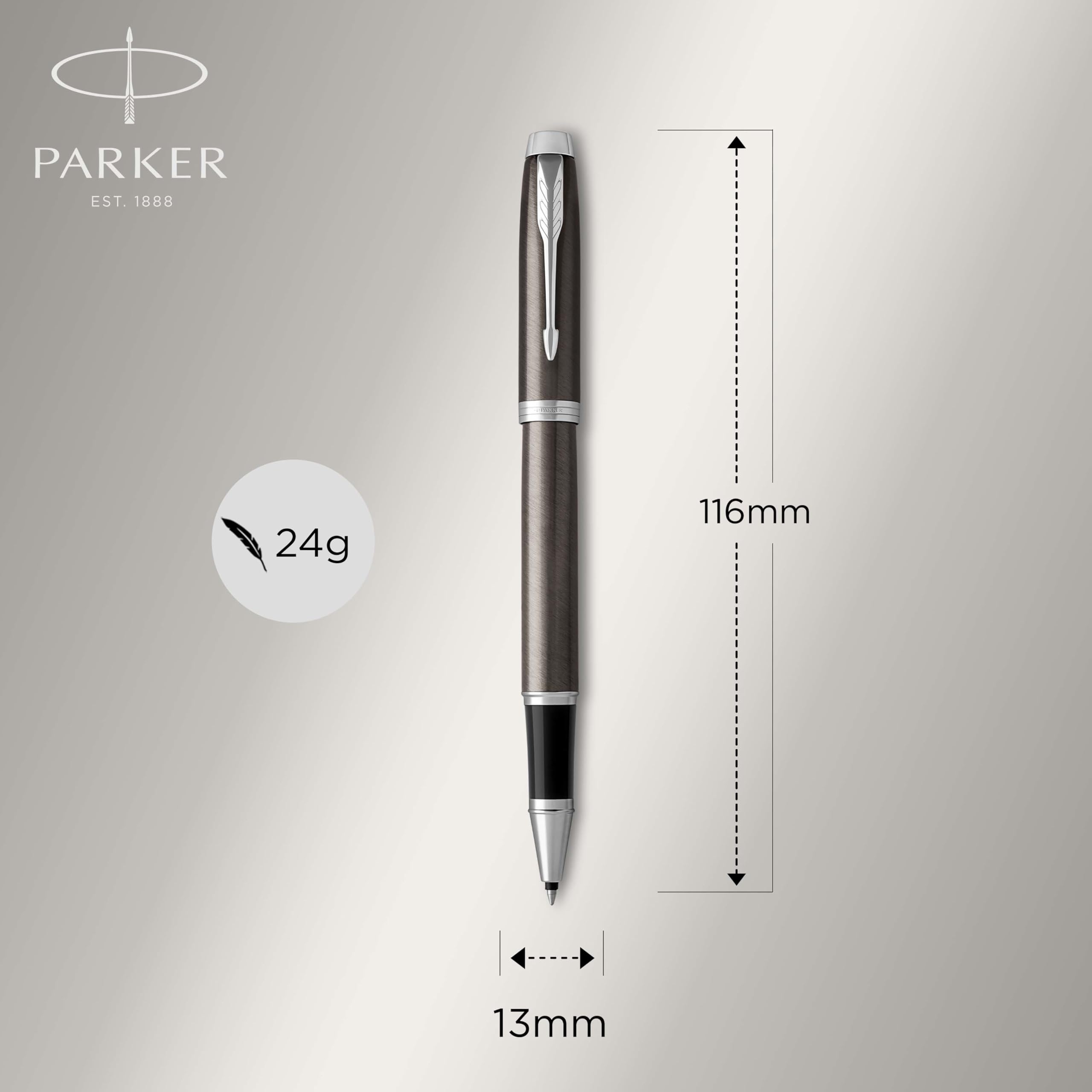 Parker IM roller, espresso scuro, punta fine, nero, confezione regalo, 1 pezzo (confezione da 1)