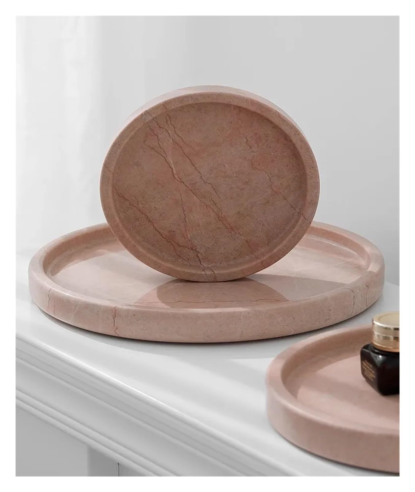 Bandeja para Perfumes Bandeja de mármol Rosa for Sala de Estar, Almacenamiento Decorativo, Escritorio, joyería, Perfume, Paleta, cafetería, Taza de té Avanzada(15x15x1.6cm)