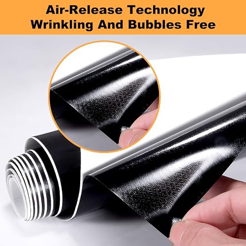 Spurtar Gloss Black Vinyl Wrap 1ft X 5ft Air-Release Glossy Black Car Wrap Adhesive Film Automotive Vinyl Black Sticker for Cars Motorcycle DIY Detailing Paper Air Release Decal Sheet 30.5 X 152cm - Thumbnail 6