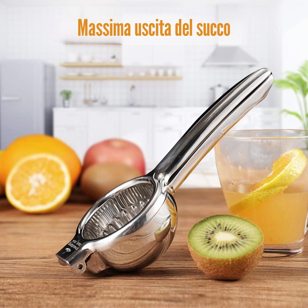 Spremiagrumi manuale in acciaio inox 304, per spremere limone e lime, verdure (medio)