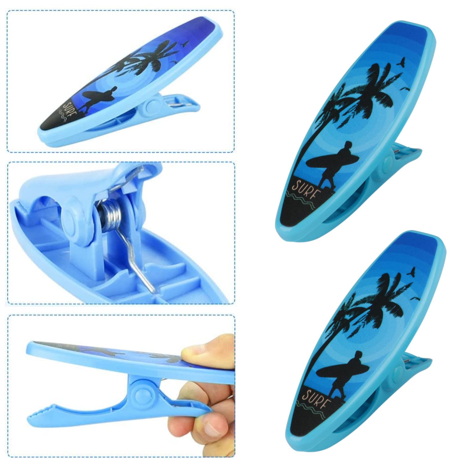 2 Clip Per Asciugamano Da Spiaggia A Forma Di Barca A Vela | Mollette Grandi Antiscivolo In Plastica Per Telo Mare E Trapunte - 3