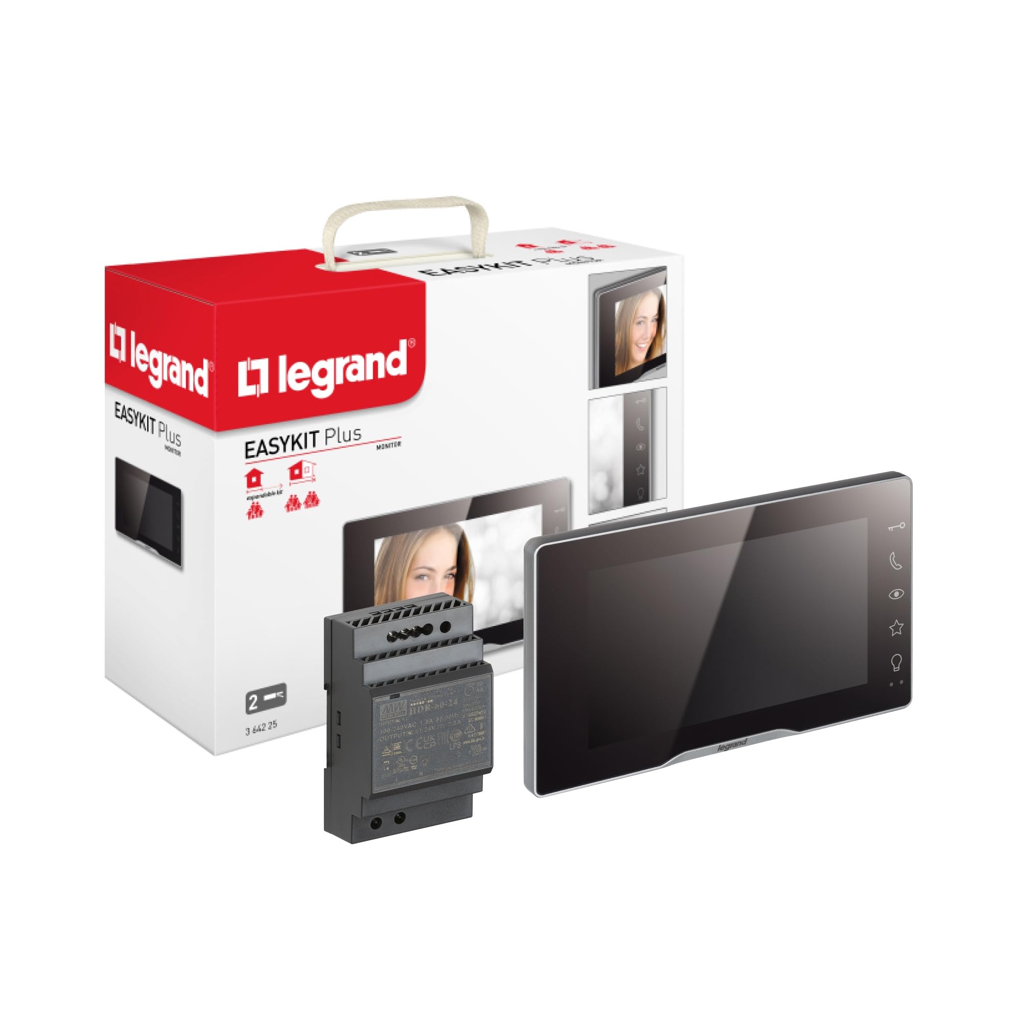 LEGRAND, EASYKIT Plus Video-Innenstelle, 7"-Hochglanz-Farbmonitor, Sensortasten, individuelle Einstellung von: Helligkeit, Lautstärke, Farbanzeige und Mikrofon, Farbe: Schwarz, 364225