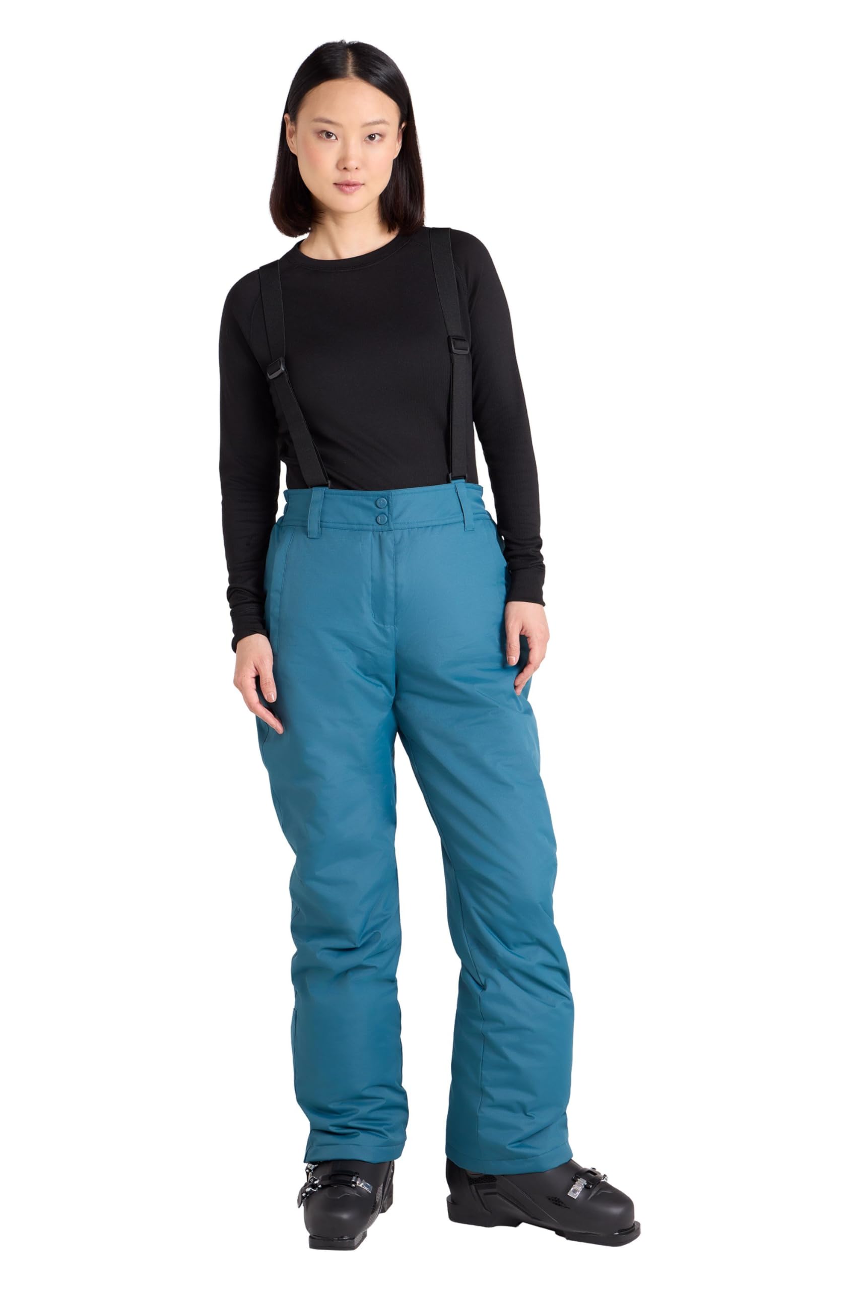 Mountain Warehouse Women's Teal Moon Ski Pants - Isotherm, Microfibre Insulated & Snowproof Trousers, Adjustable Waist & Detachable Braces - For Skiing, Snowboarding Size 8