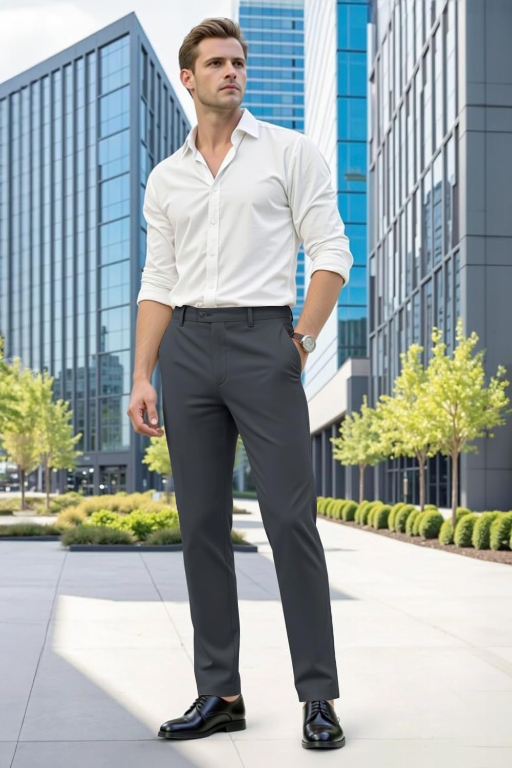 GINGTTO Chino Hose Herren Slim Stretch Anzughose Männer Stoffhose