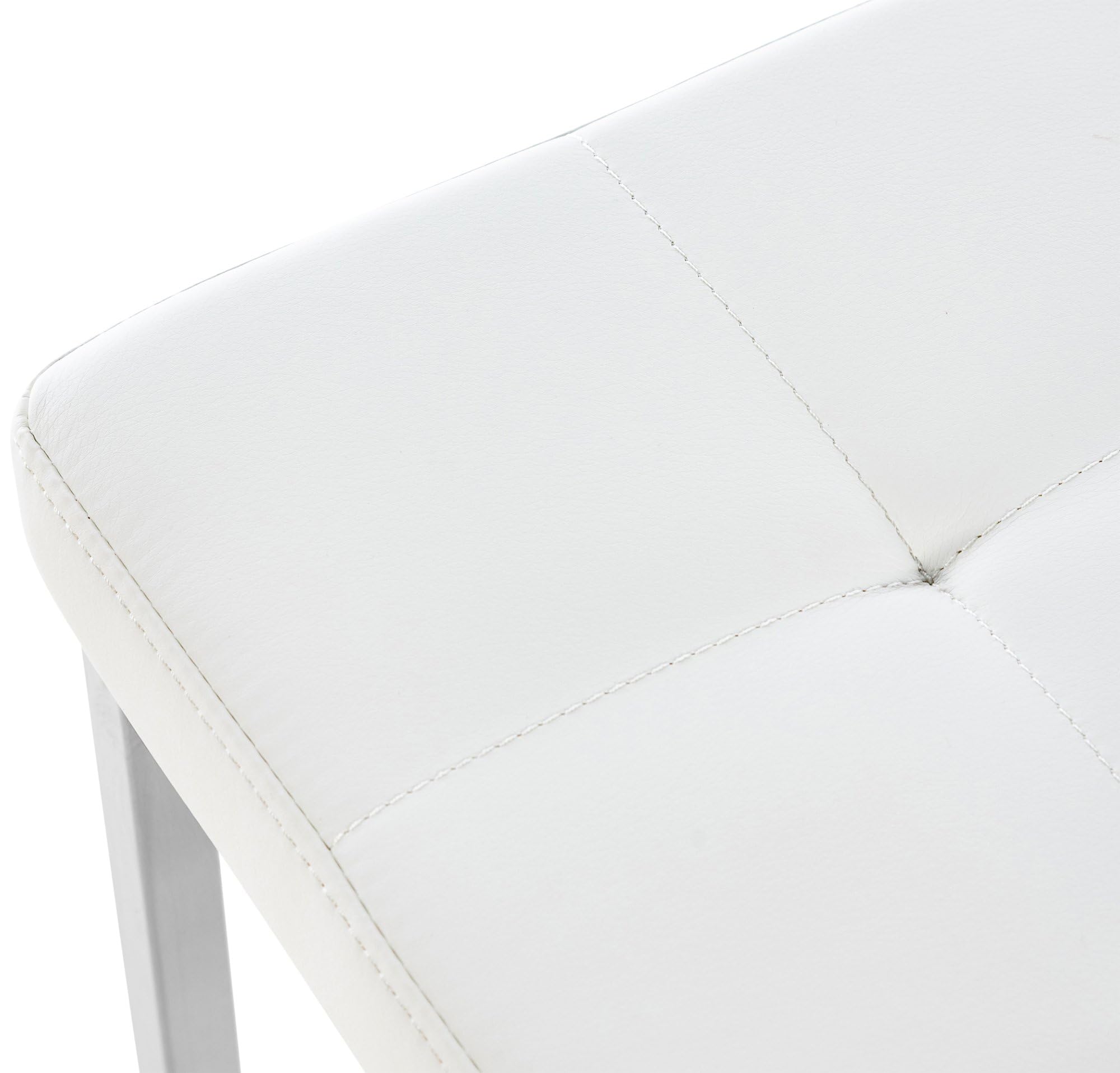 CLP Taburete Bajo Barci En Simil Cuero I Taburete De Entrada con 48cm Altura De Asiento I Taburete Cuadrado con Base De Acero INOX. I Color:, Color:Blanco