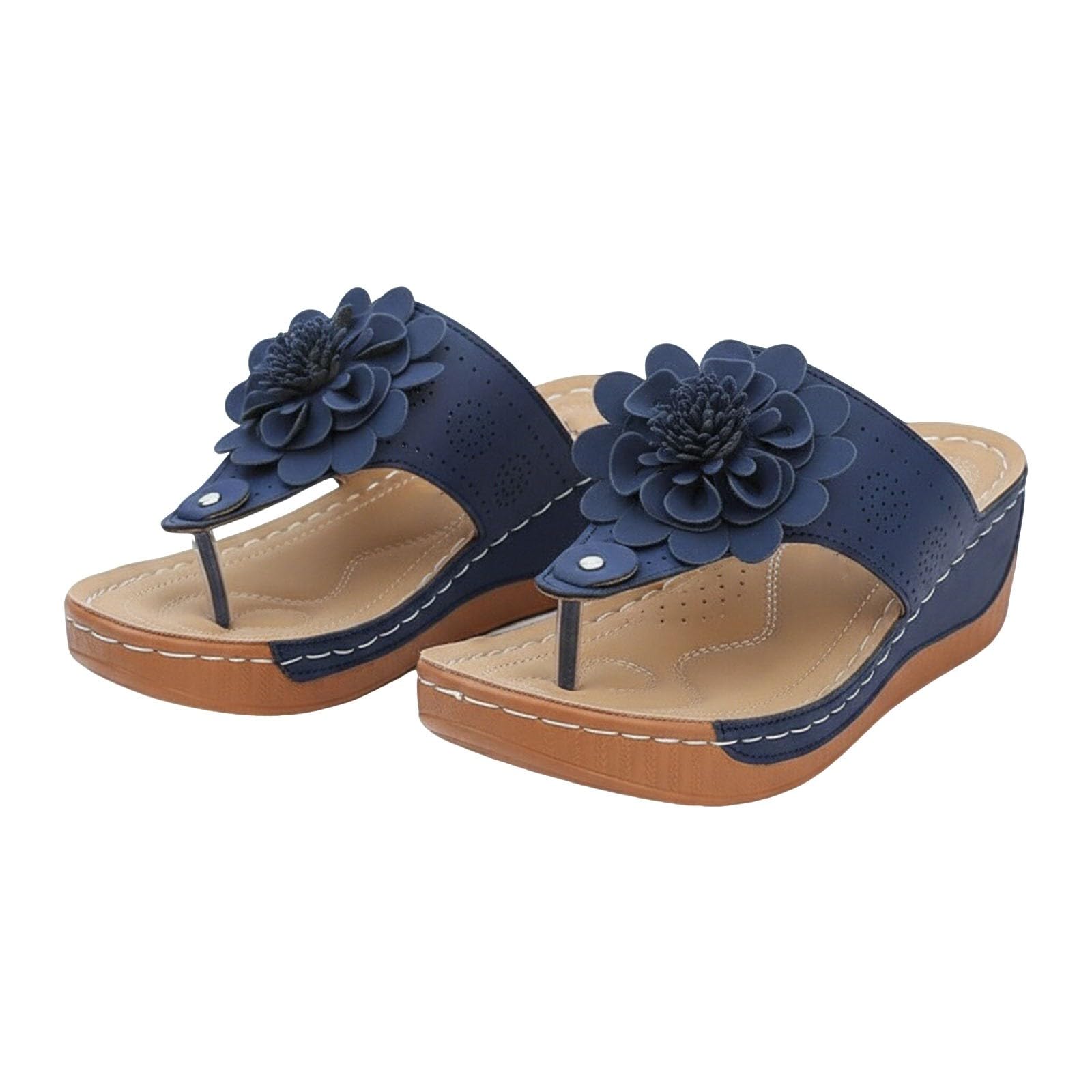 Chaussures d’été bout ouvert avec compensé et fleur 3D