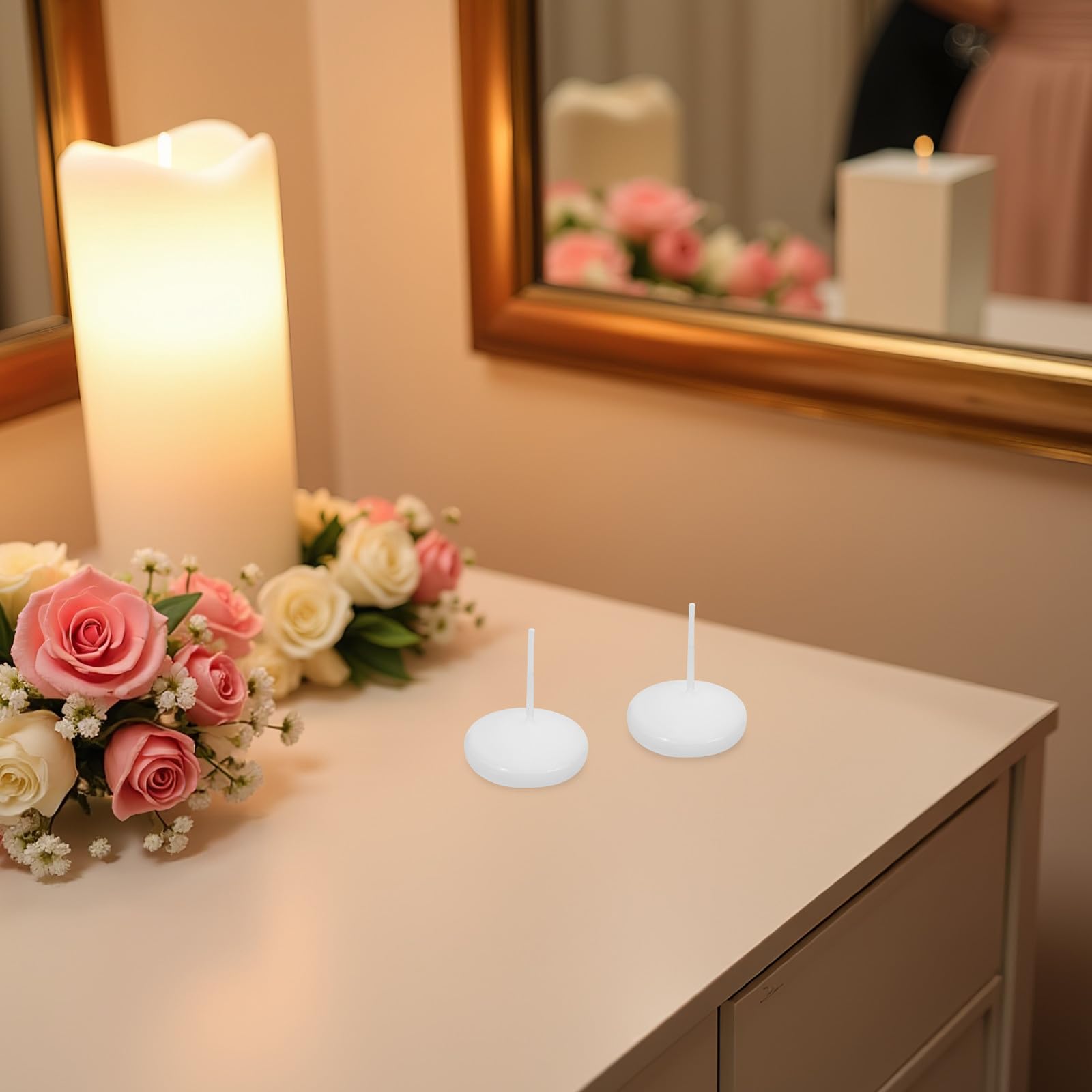 Tofficu 30 Unidades Velas Flotantes de Color Blanco para Centros de Mesa en Hoteles Brillo Prolongado Goteo Ideales para Bodas y Cenas Románticas