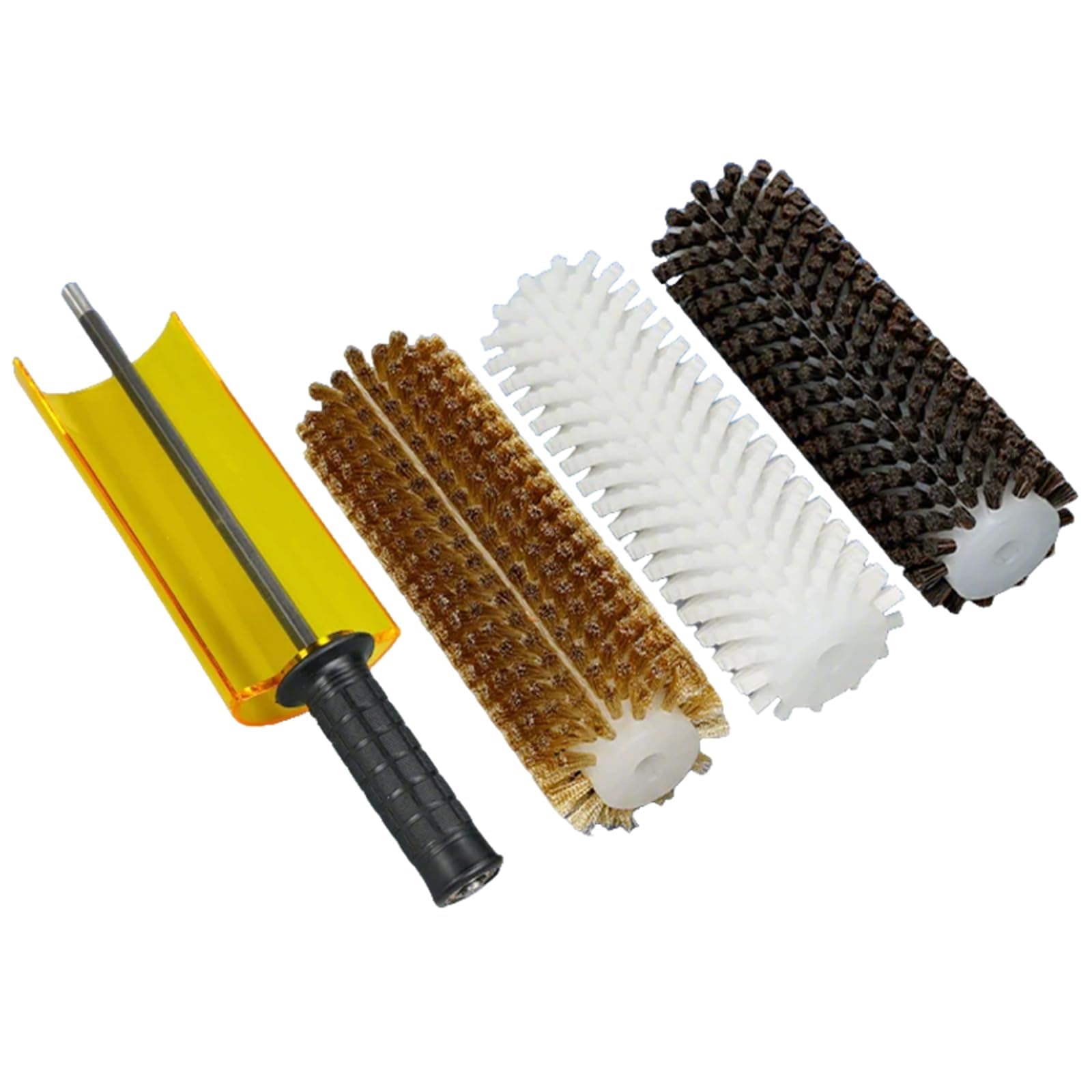 Kit de cepillos de cera de esquí, juego de cepillos Roto 3 en 1 con latón, nailon y crin de caballo, cepillos giratorios para limpieza de base de esquí, escudo antisalpicaduras, mango antideslizante