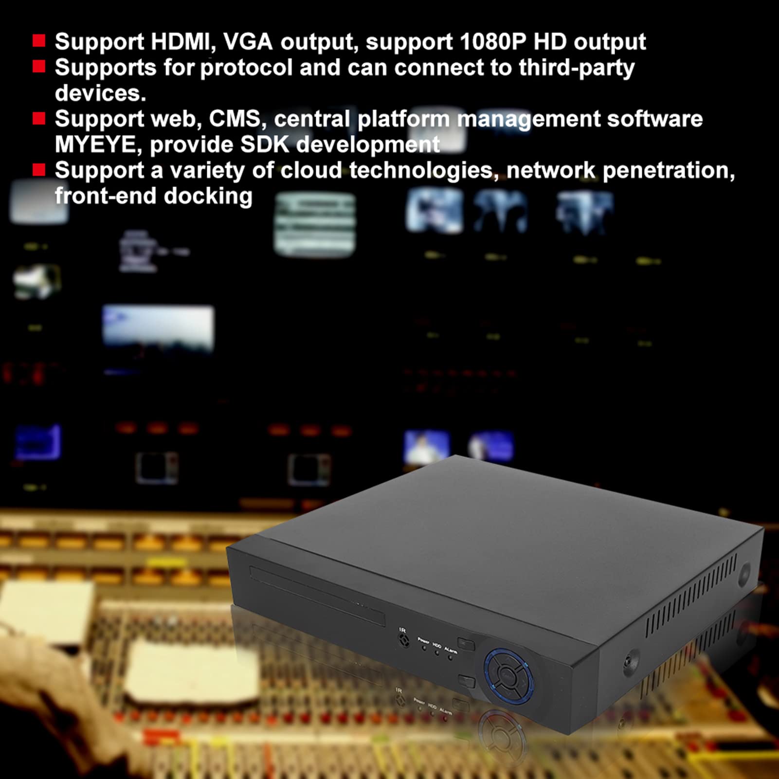 Fockety Enregistreur vidéo réseau, AHD TVI CVI CVBS Enregistreurs NVR coaxiaux IP Enregistreur de Disque Dur de Surveillance avec détection de Mouvement, visualisation à Distance pour caméra de(EU)