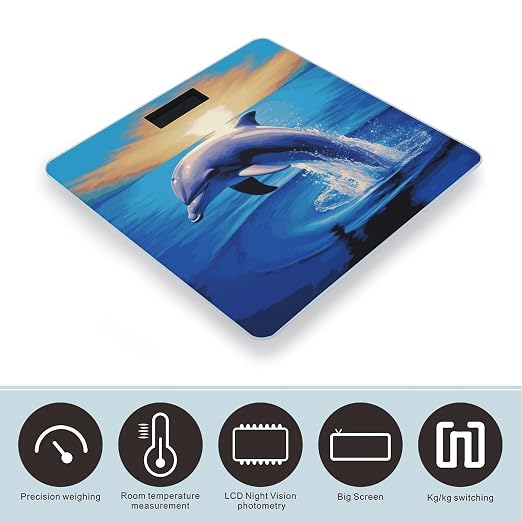 Balanza digital elegante de estilo delfín, precisión y fácil lectura en baño miniatura 3