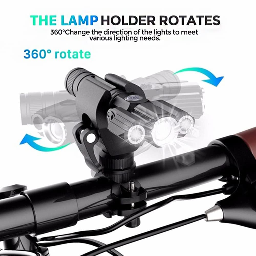 Faro Anteriore per Bicicletta, 3 LED, 600 Lumen, 4 modalità, Batteria 18650, Torcia per Ciclismo, IPX5 con Staffa e Angolo Regolabile.
