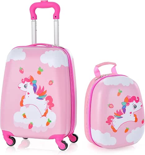 DREAMADE Valise Enfant 16 + Sac à Dos 12, Licorne