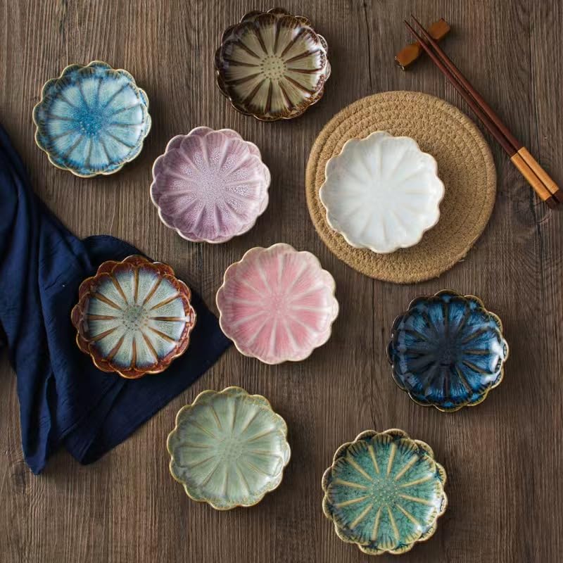 Image of JAMEND CLXP Lotus Ring Holder Dish Small Indoor Ash Tray, Ceramic Dessert Plate Trinket Jewelry Holder Organizing Necklace Earrings for Parents Friends Sister, Blue. All Jewelries Are NOT Included.
