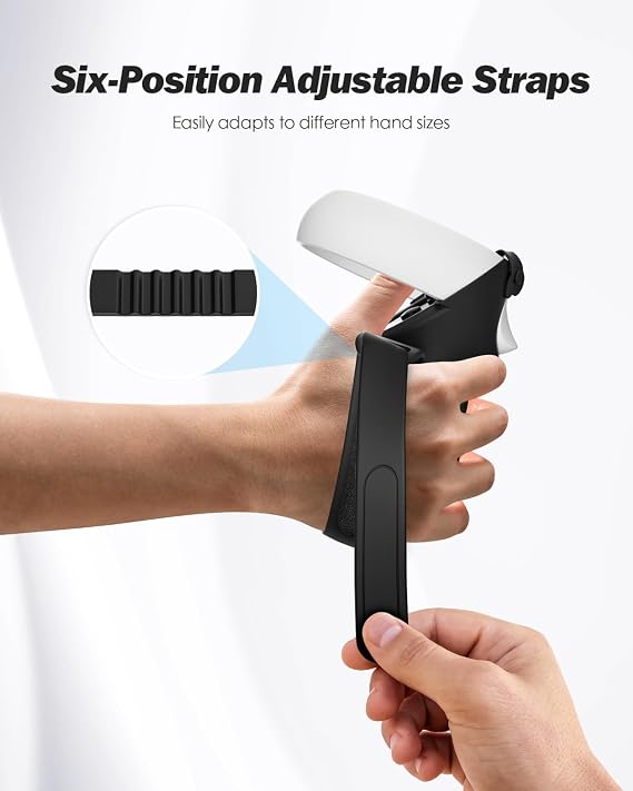 SUPERUS Comfort Controller Grips Cover Compatible with Meta Quest 2 Accessories - All-Silicone Construction, Controller Grips for Oculus Quest 2 with Adjustable Knuckle Straps Protector