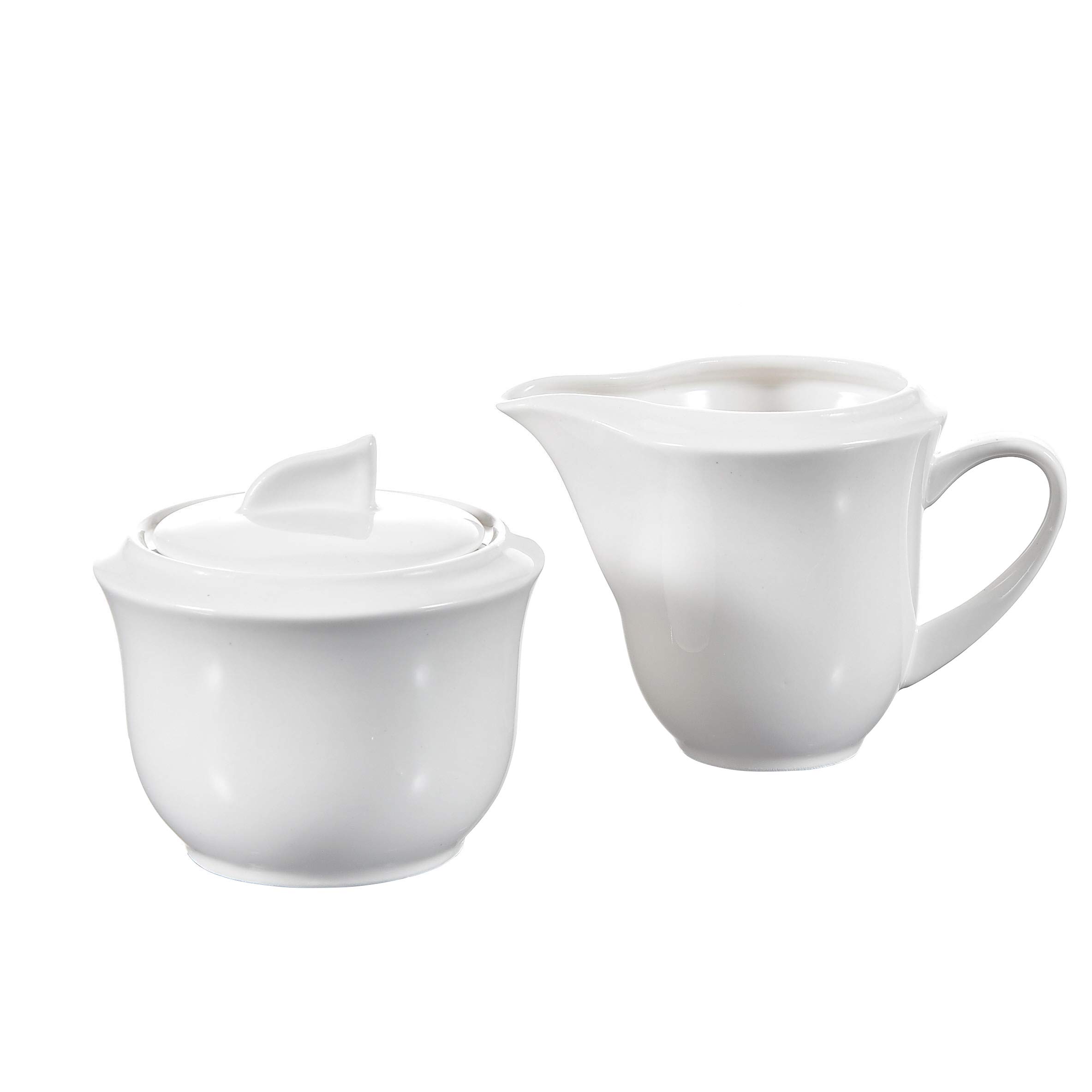 MALACASA, Serie Carina, Zuccheriera e Bricco per Latte 3 Pezzi in Porcellana, Bianco Avorio Cina Ceramica Bianca Panna Set da Tavola (2 Pezzi con Il Coperchio)
