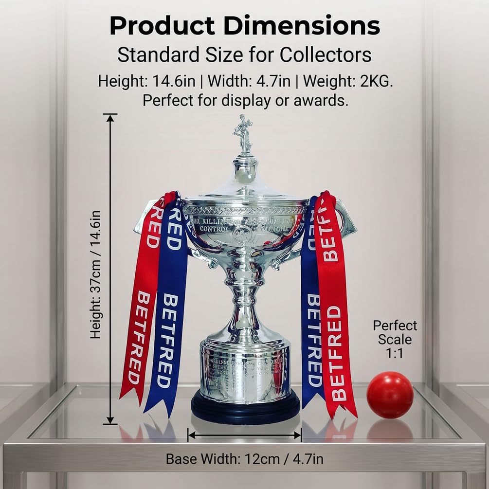 Replica del Trofeo del Campionato di Snooker, Coppa da Torneo in Metallo Argentato da 40 cm per Collezionisti, Appassionati di Biliardo, Sala Giochi, Bar, Club e Decorazione per Ufficio