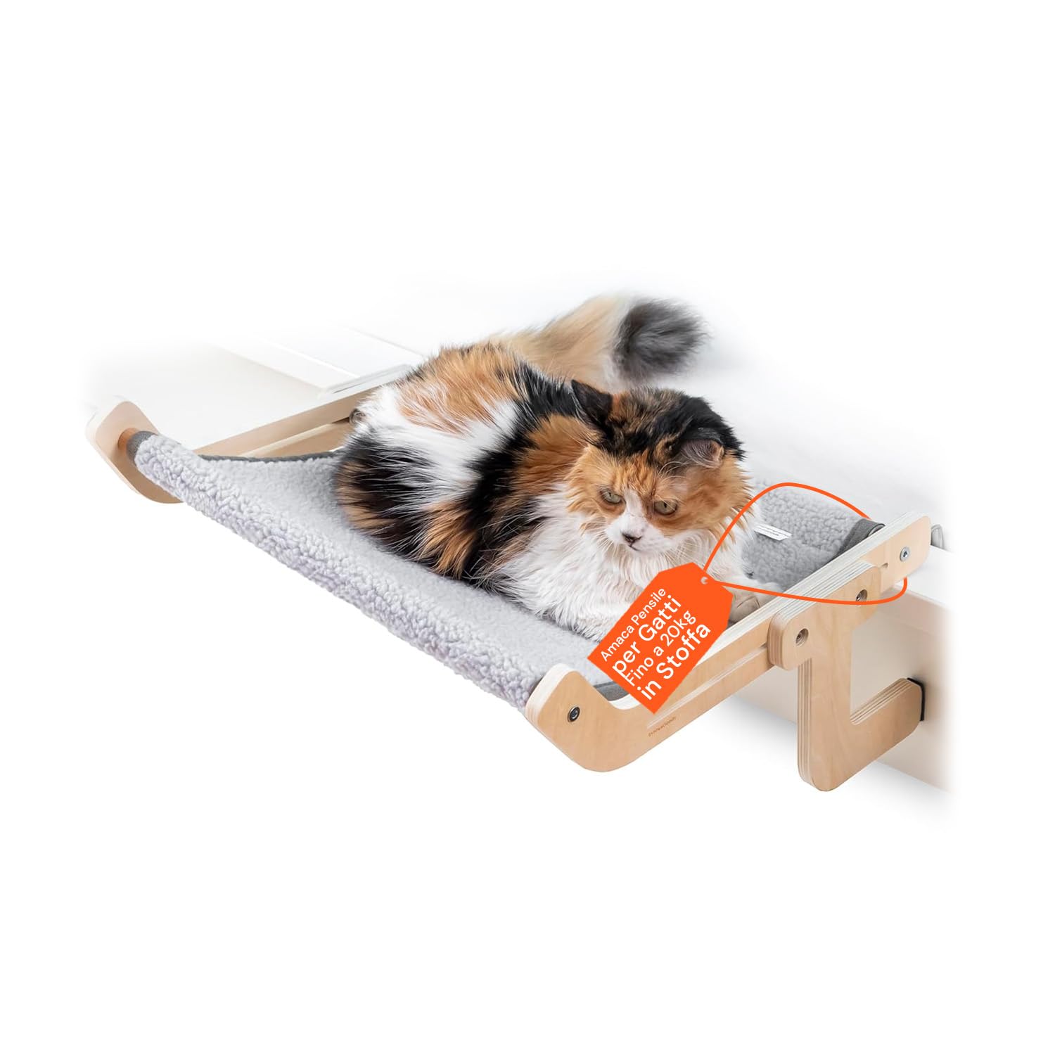 Avilia - Hamac pour Chats Suspendus en Tissu résistant avec Support en Bois et métal, portée 20 kg, Facile à Monter sur fenêtres, Murs, Meubles ou Coins - Accessoire pour Chat