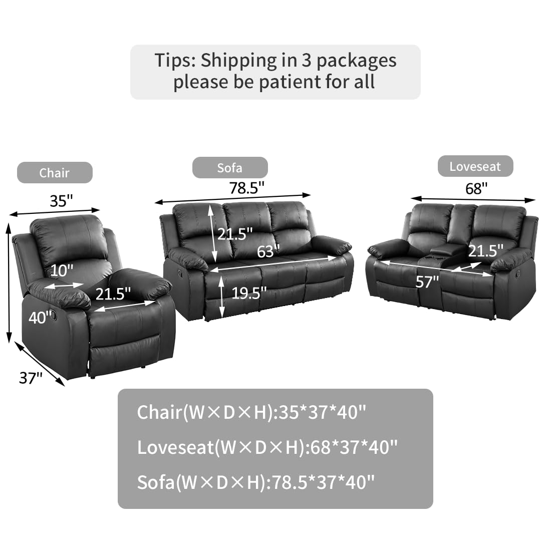 Toseslo Manual Recliner Chair Set, Living Room Furniture Sets with Adjustable Footrests, Modern Single Reclining Sofa Chair, Leather Reclining Couches, Recliner Furniture for RV/Apartment(Beige) view 2