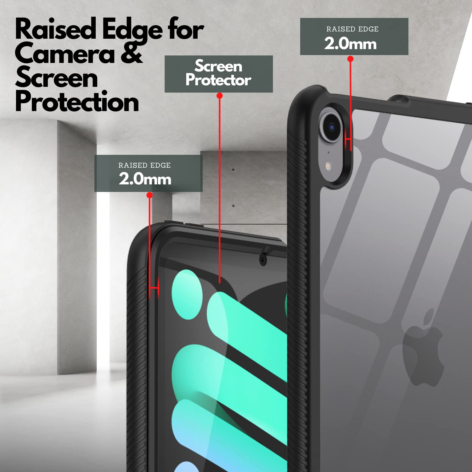 CBUS Funda para teléfono resistente con protector de pantalla integrado compatible con iPad Mini 6 (2021) 6ª generación – cuerpo completo (negro)