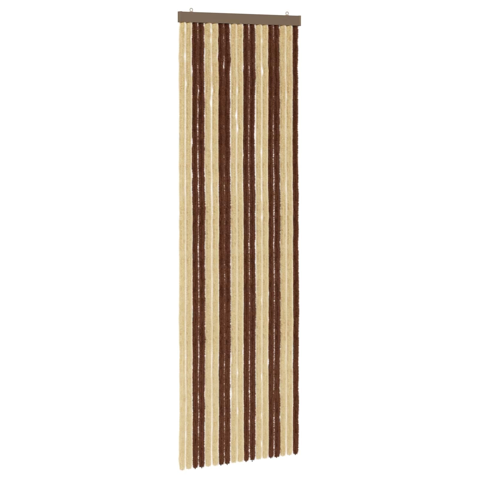 Rideau anti-insectes chenille marron beige 56 x 185 cm