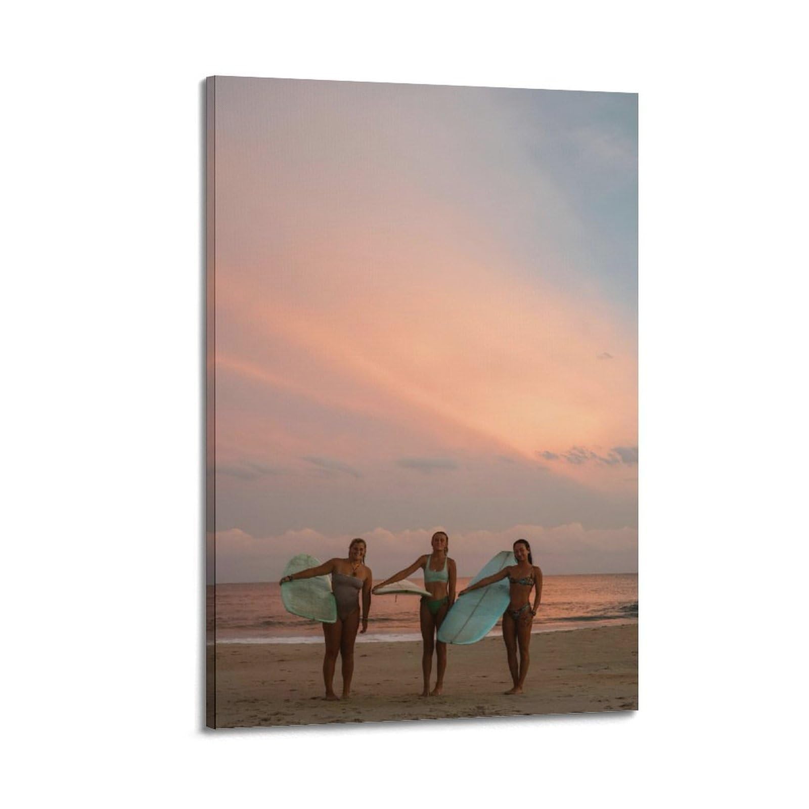 OKAHYS Vintage Beautiful Girls Beach Surfing Poster Decorative Painting Canvas Wall Artworks Picture 12x18inch(30x45cm)