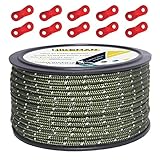 【Amazon限定ブランド】テントロープ ガイロープ 4mm 反射 パラコード タープロープ ガイライン 自在金具付き 50M/30M アルミ自在金具 ボビン巻 継ぎ目なしノーカット キャンプロープ 3ｍｍ 4mm 5mm タープ用ロープ (アーミーグリーン（直径3ｍｍ）)