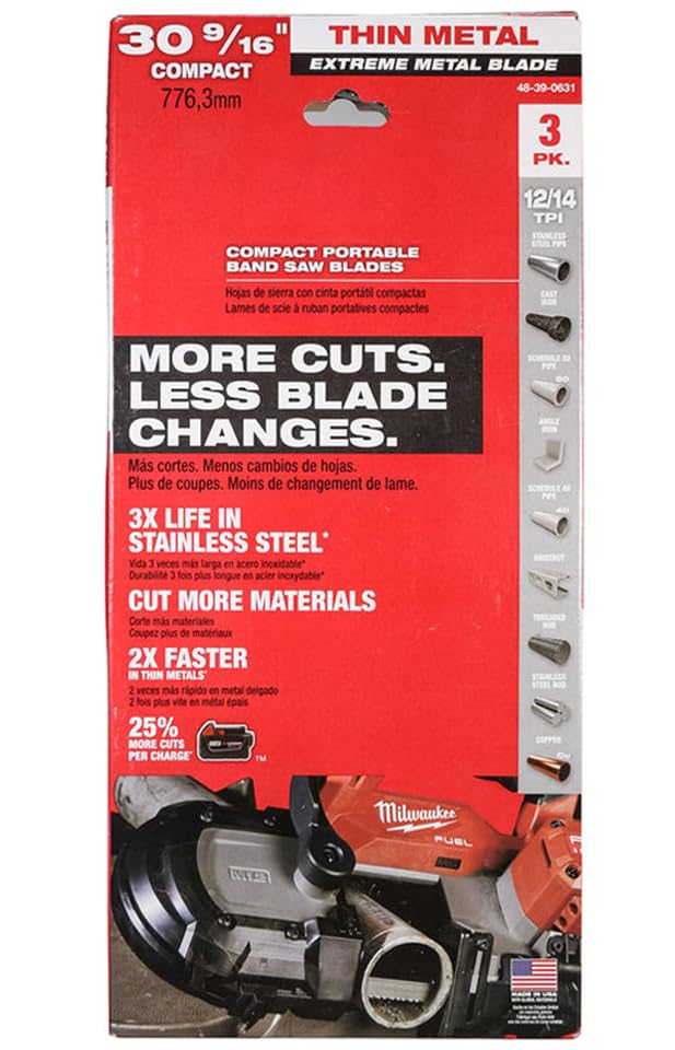 Miniatura 1 de Compatible con Milwaukee 48-39-0631 30-916 pulgadas 1214 TPI hojas de sierra de banda de metal extremadamente grueso, paquete de 3