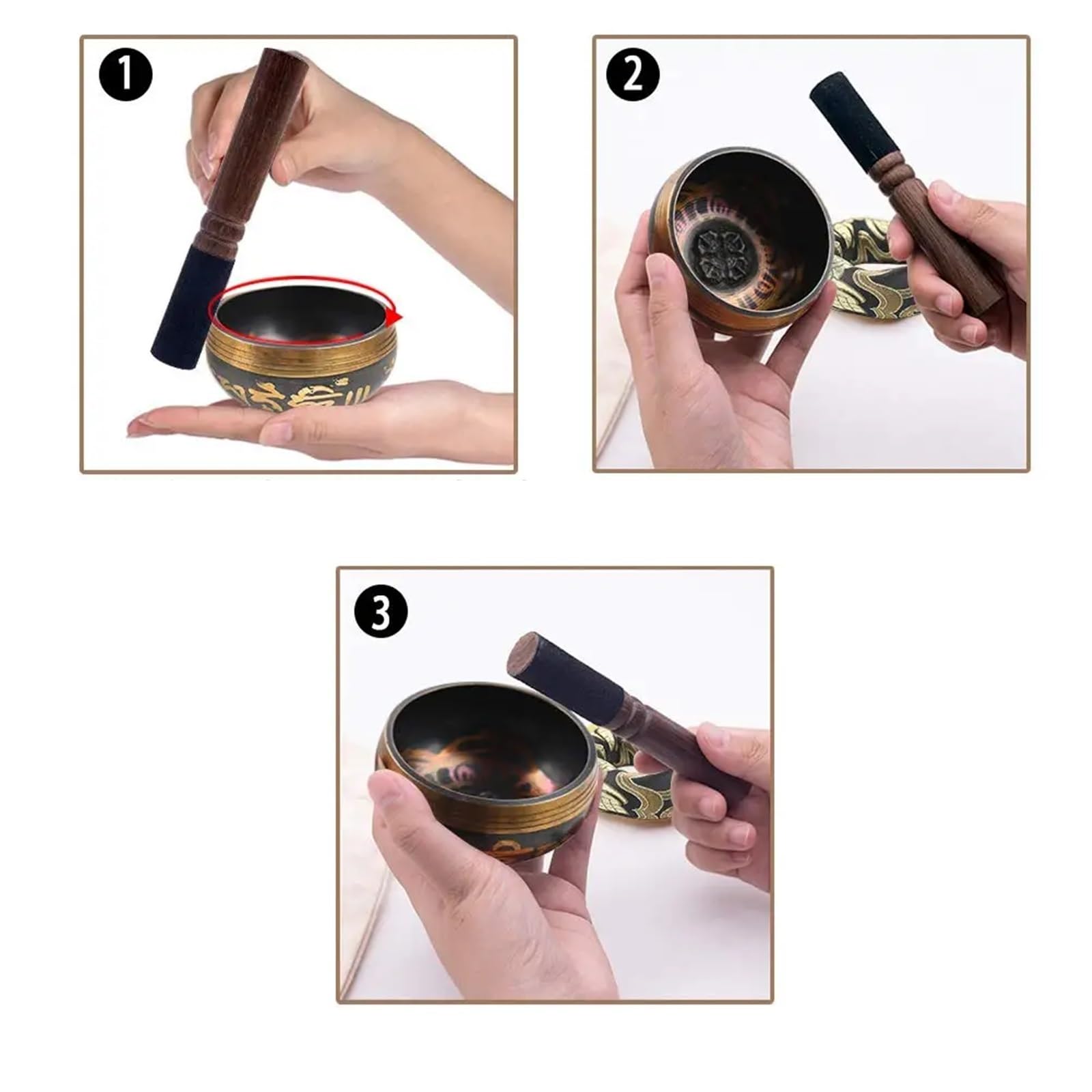 Cuenco para el canto Juego de cuencos tibetanos loto, únicos y útiles for meditación, yoga, relajación, sanación chakras, oración atención plena