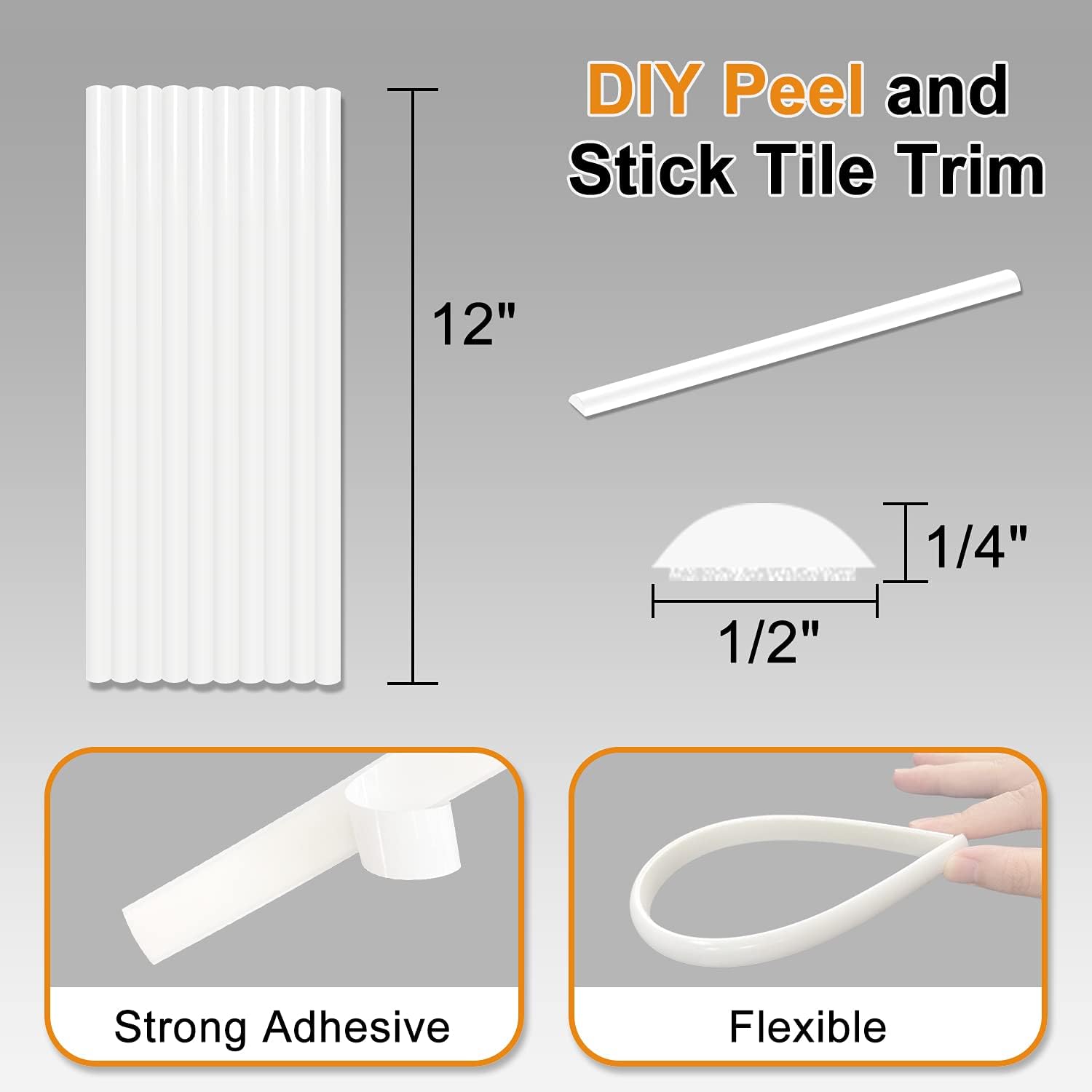 STICKGOO 10 Sheets Calacata Golden Peel and Stick Backsplash & 12" Tile Edge Trim Self-Adhesive Liner