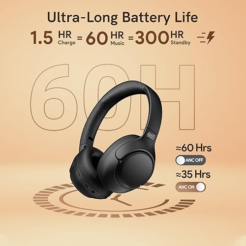 Miniatura 4 de QCY Auriculares Bluetooth H3 ANC sobre la oreja, cancelación activa de ruido Bluetooth 5.4 auriculares con micrófonos, sonido de audio de alta Negro