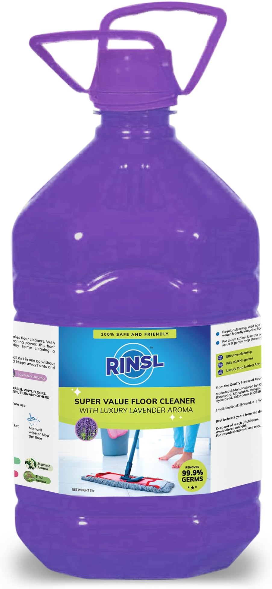 Super Value Floor & Marble Cleaner| Suitable for Bathroom & Floor surfaces like Ceramic| Luxury Lavender- 5 Litre Pack