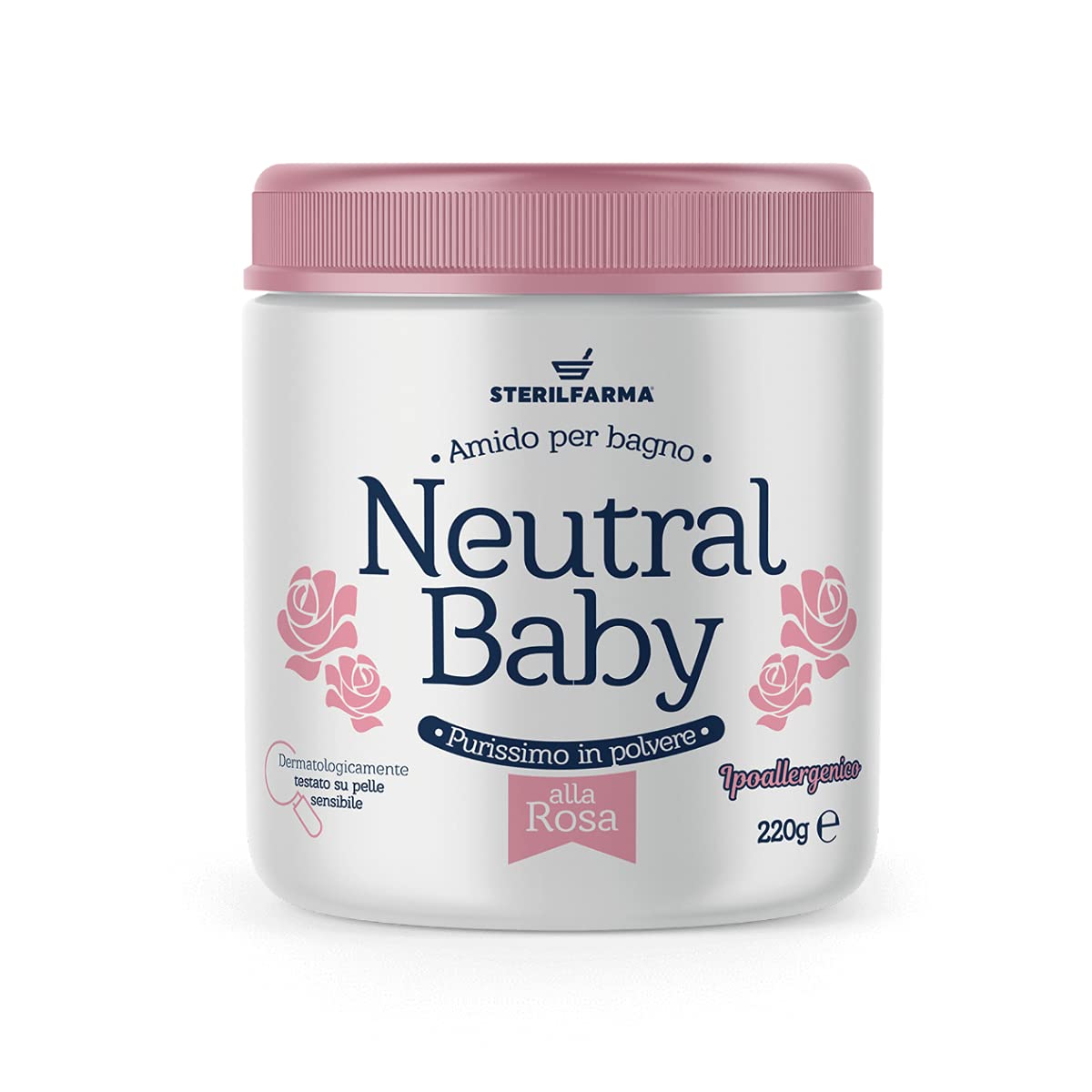 Neutral Baby è Amido di riso in polvere - per un bagnetto SOFFICE E BELLISSIMO. Per la cura e la detersione della pelle delicata e sensibile fin dalla nascita. (Rosa)